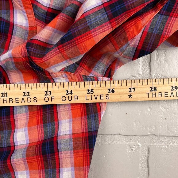 High Noon Shirt Mens XLarge Orange‎ Blue Plaid Pearl Snap Western Cowboy Cotton - Picture 5 of 9